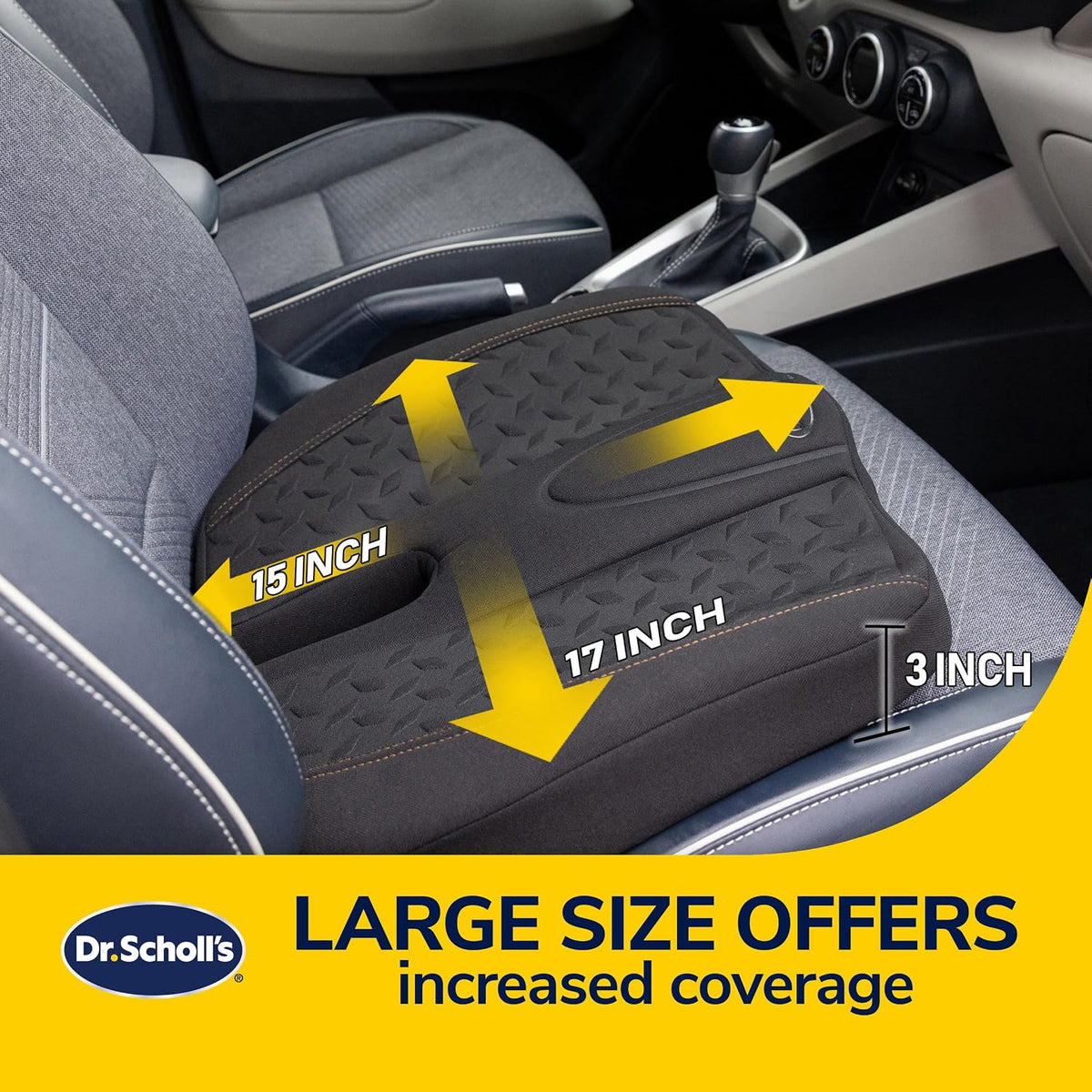 Dr. Scholl’s Max Support Copper-Infused Posterior Seat Cushion for Car, Truck, SUV — Black
