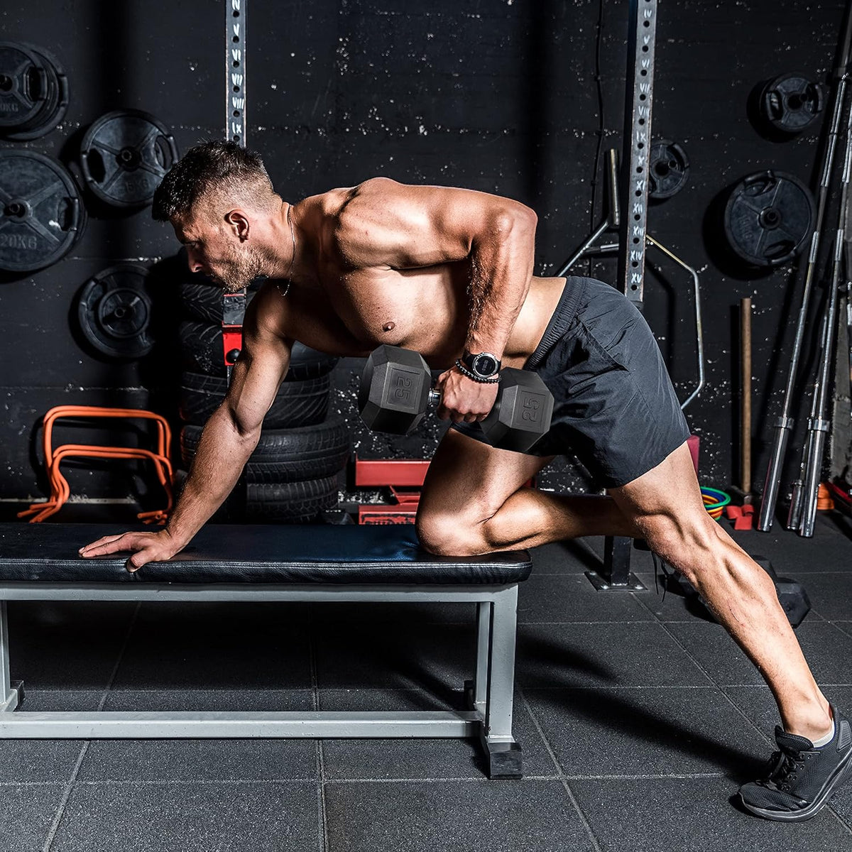 WF Athletic Supply Rubber Coated Dumbbells - Solid Steel Hex Weights for Muscle Toning | Home Gym Pair