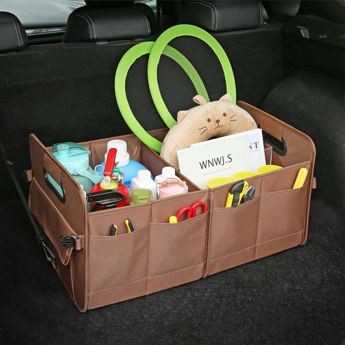 AOKJOY Car Trunk Organizer and Trash Can brown