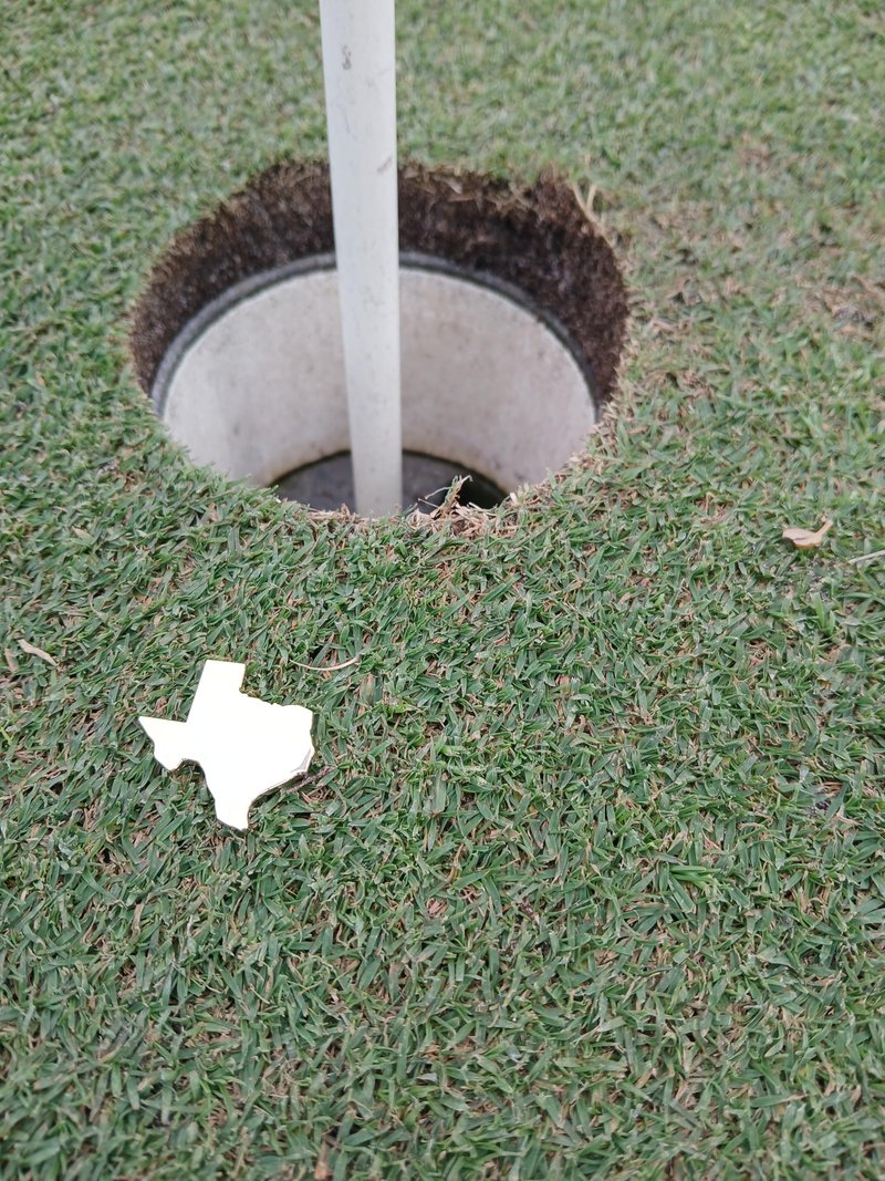 Wild Horses Texas Golf Ball Marker - Magnetic Gold Metal with Embossed Logo - 1.25" Location Outline Design for Hat Clip or Pocket