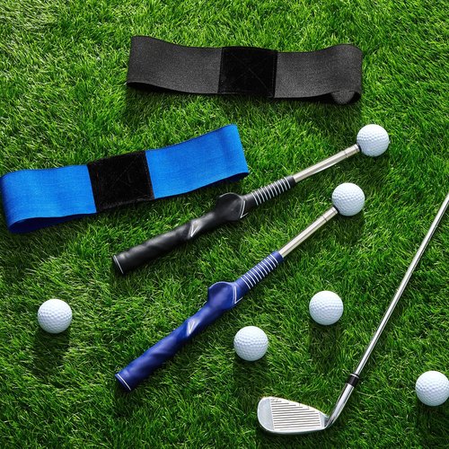 JolliLudo 4 Pack Golf Swing Trainer with Correcting Arm Band, Strength and Tempo Practice, 2026 Christmas Golf Gifts Accessories for Men Women Practice and Warm up