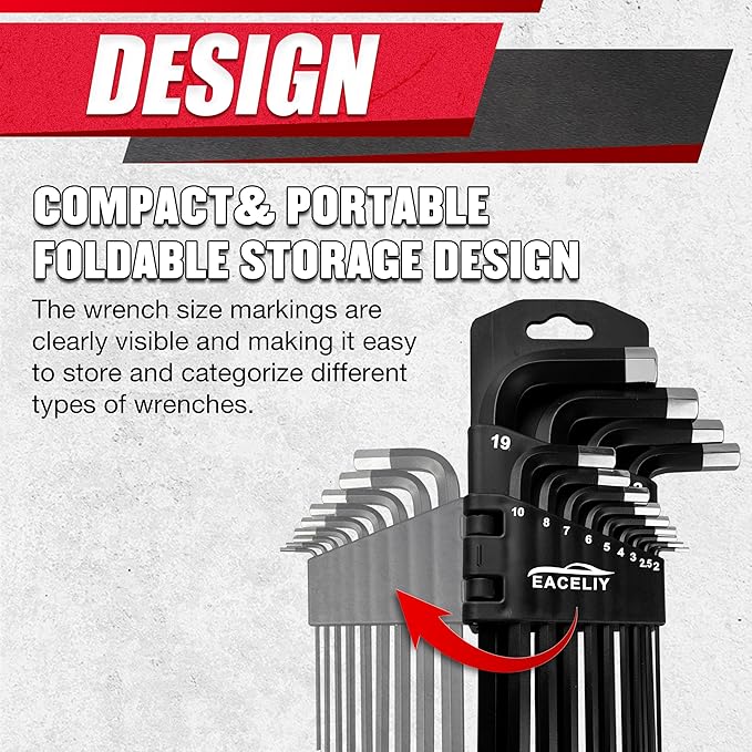 13PCS Jumbo Allen Wrench Set, Metric 2-19mm, Precision Hex Key Set, S2, BLACK, Jumbo Hex Key Allen Wrench Set for Professional Use