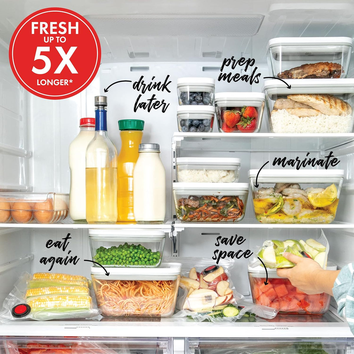ZWILLING Fresh & Save Vacuum Sealer Machine - Airtight Glass Food Storage Containers & Sous Vide Bags
