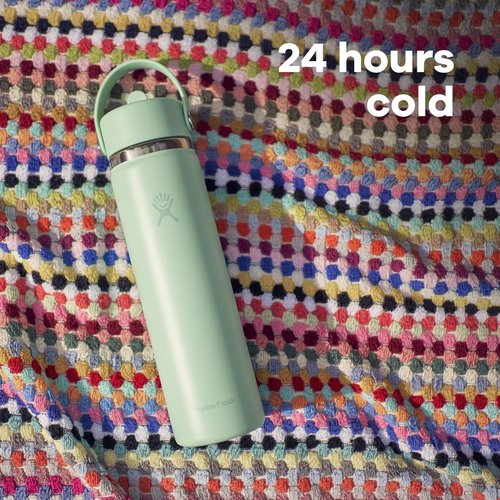 Hydro Flask Water Bottle - Insulated Stainless Steel - 24 Oz Harbor Blue, Wide Straw Lid, Leakproof