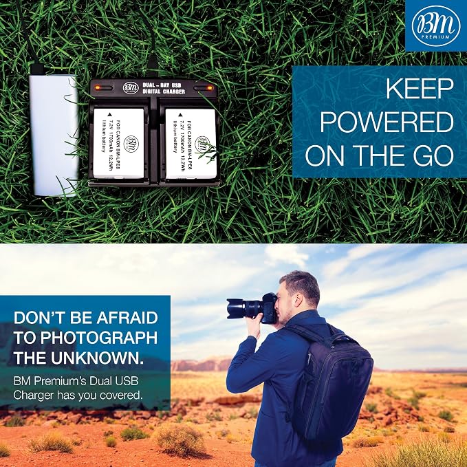 BM Premium 2-Pack LP-E8 Batteries and Dual Battery Charger Kit