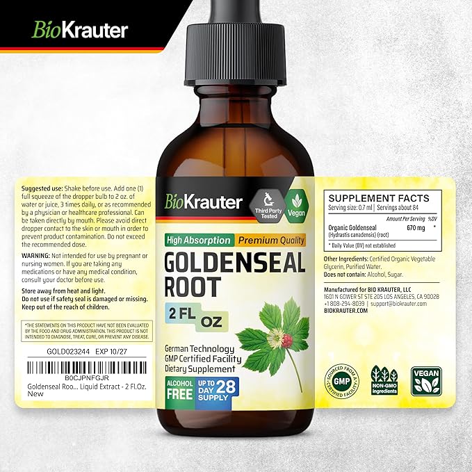 BIO KRAUTER Goldenseal Tincture 2 Fl. Oz. & Echinacea Tincture 2 Fl. Oz.