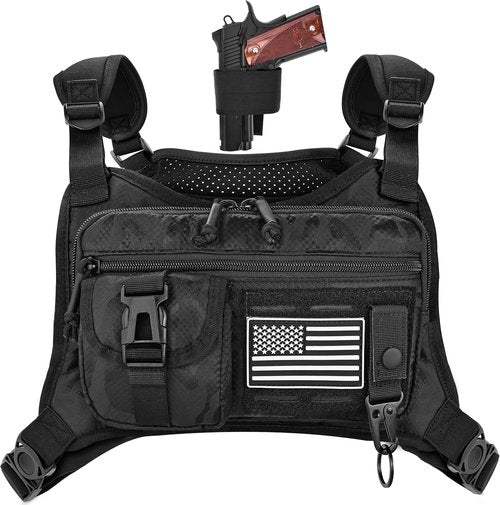 DEYACE Tactical Chest Bag for Men - Adjustable Gun Vest Holster for Workouts & Hiking