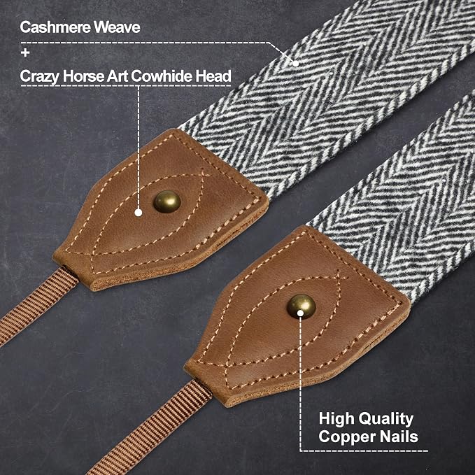 Padwa Lifestyle 2" Wide Classic Crazy Horse Art Cowhide Head Cotton Camera