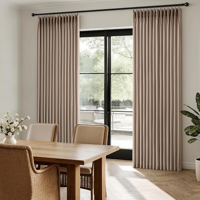 Memory Trained Pinch Pleated Curtains 96 Inches Long, Viral Linen Pinch Pleat