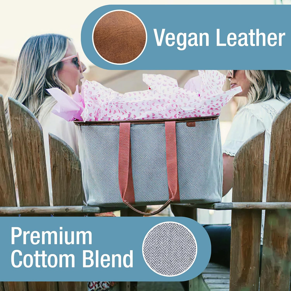CleverMade Collapsible LUXE Tote, 30L Foldable Grocery Shopping Bag, Reusable