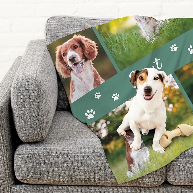 Prints Next Day – Custom 30" x 40" Plush Pet Lightweight Blanket with Multi-Photo Upload - Personalized with Pet Lightweight's Name - Gift for Dog or Cat Owners - Printed in America