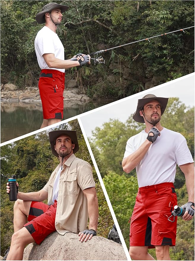 TACVASEN Men's Hiking Cargo Shorts 10" with Zipper Pockets Quick Dry Casual Stretch Golf Work Short Outdoor Summer