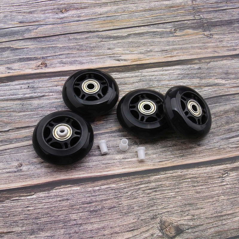 SING F LTD 8pcs 70mm 82A Skating Wheels with ABEC-7 608ZZ Bearing for Boys & Girls Indoor Outdoor Recreational Riding with 6mm White Plastic Spacers Replacement Black PU