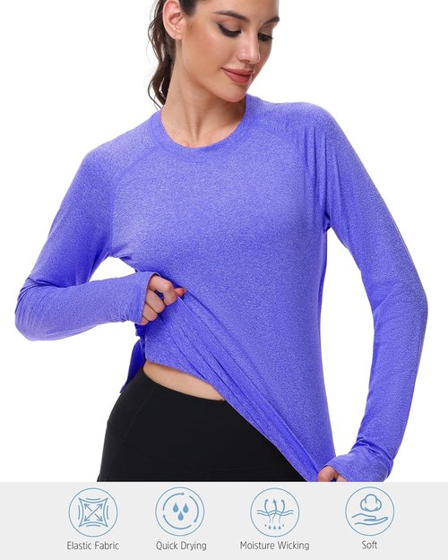 Isnowood Women's Sun Protection Long Sleeve Shirts - UPF 50+ UV Rash Guard Athletic Tops for Outdoor Activities