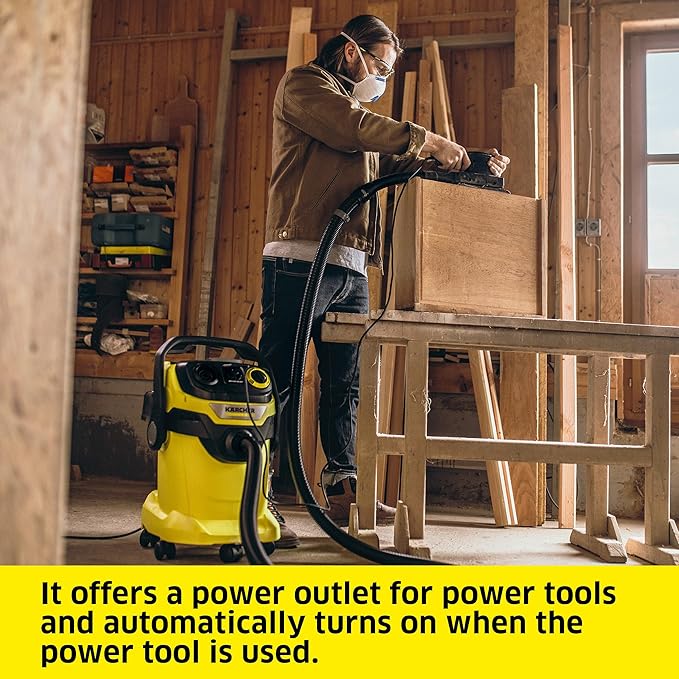 Kärcher Shop Vacuum WD 5 P, 6.6 Gal, 6.0 Peak HP, 33 ft Reach, Wet Dry Vacuum Cleaner, Heavy Duty, Blower Function, Crevice Tool, Floor Nozzle, Great for DIY Projects and Workshops