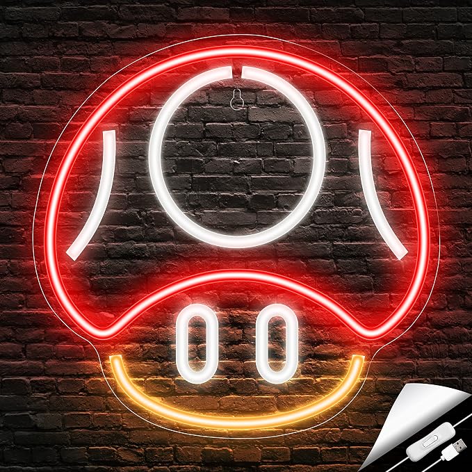 Kavaas Gaming Neon Sign, Mushroom Neon Sign