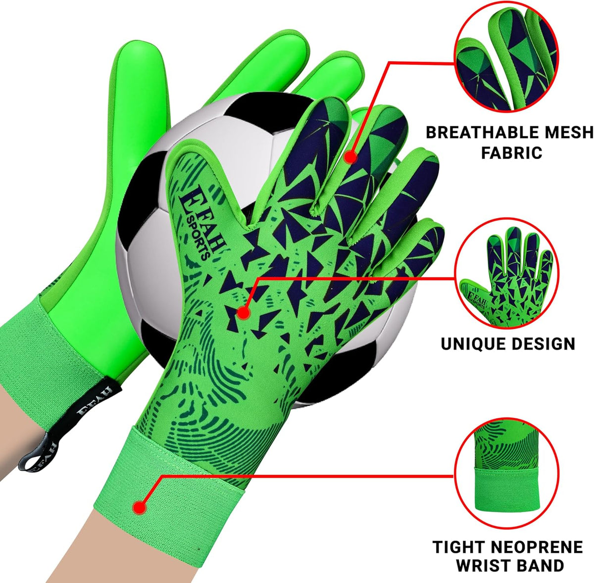 Regine Switzerland Soccer Goalkeeper Gloves - Strong Grip Protection for Kids & Adults | Youth Sizes Available