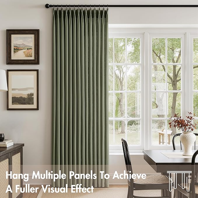 Memory Trained Pinch Pleated Curtains 108 Inches Long, Linen Pinch Pleat Sheer