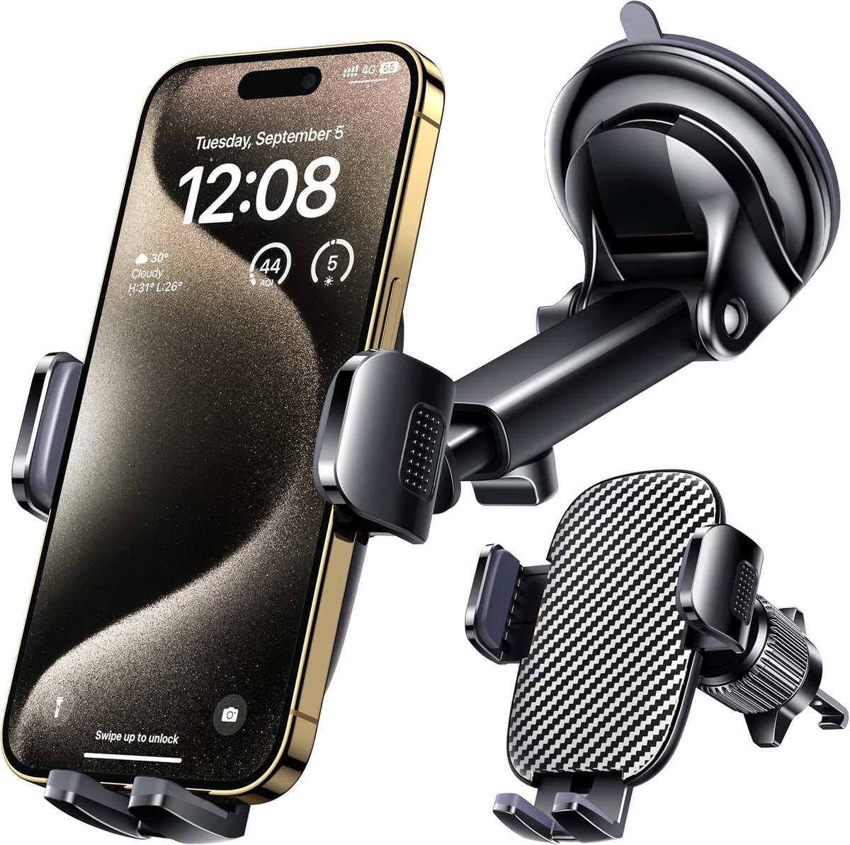 Qifutan Car Phone Holder Mount Phone Mount for Car Windshield Dashboard Air Vent Universal Hands Free Automobile Cell Phone Holder Fit for iPhone Smartphone Camera Mounts