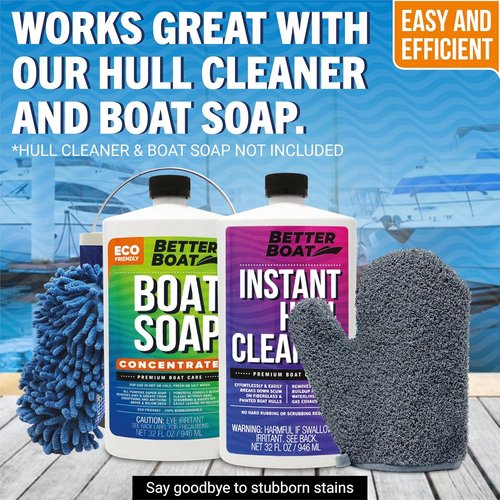 Boat Scrubbing Brush Glove - Heavy-Duty Deck & Hull Scrub Mitt for Marine & Fishing Boats