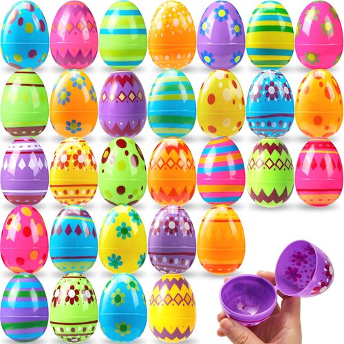 JOYIN Colorful Fillable Plastic Eggs - 3.15 Inch Bulk Set for Easter Hunt & Party Favors | 30 Pcs
