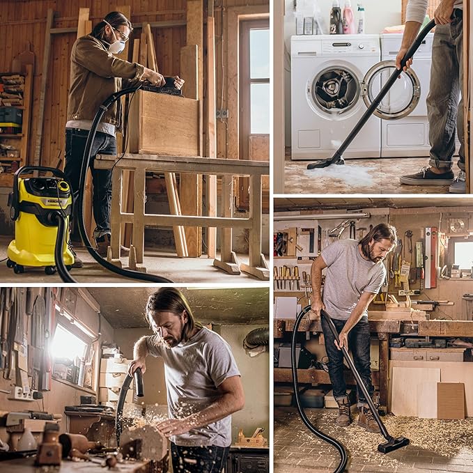 Kärcher Shop Vacuum WD 5 P, 6.6 Gal, 6.0 Peak HP, 33 ft Reach, Wet Dry Vacuum Cleaner, Heavy Duty, Blower Function, Crevice Tool, Floor Nozzle, Great for DIY Projects and Workshops