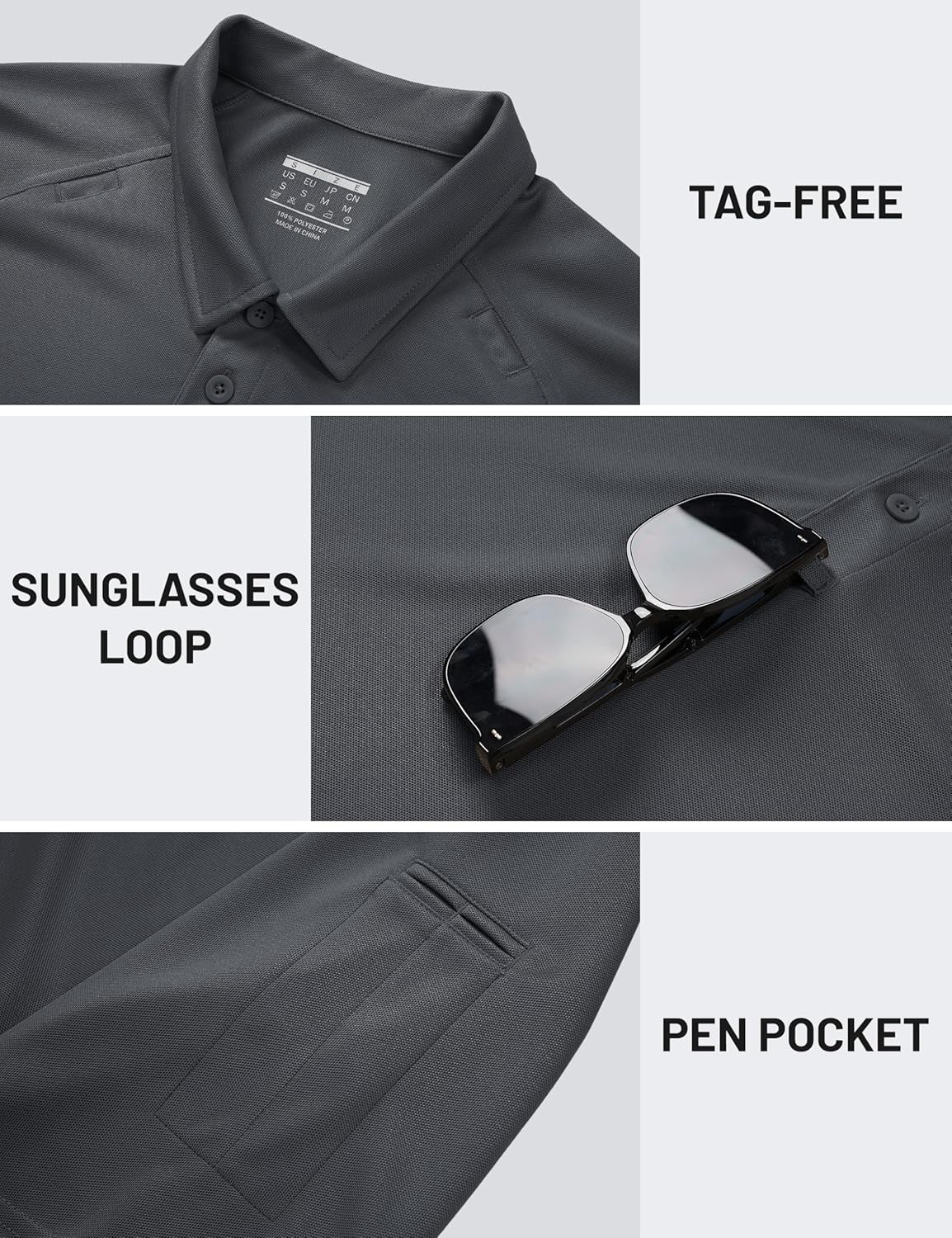 TACVASEN Men's Polo Shirt - Short Sleeve Dry Fit Collared Golf Shirt | UPF 50+ Performance Wear