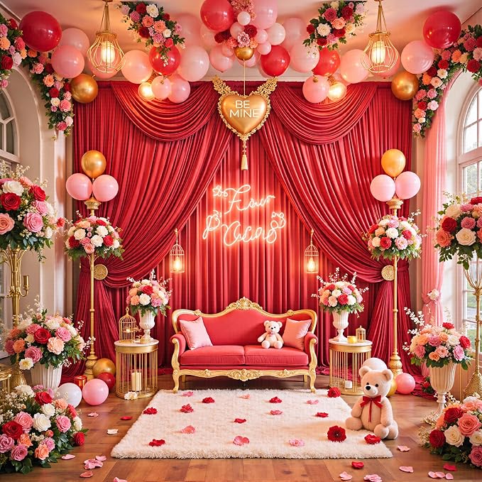 12ft x 10ft Red Backdrop Curtains