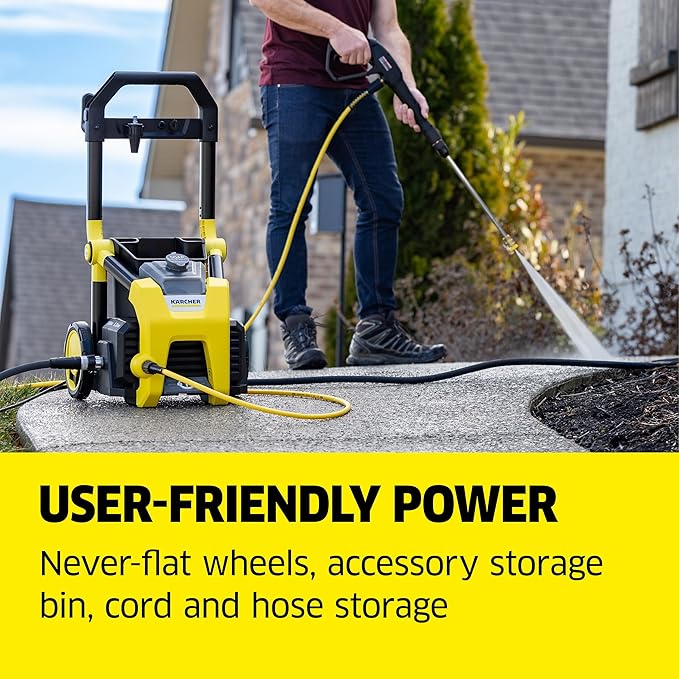 Kärcher Pressure Washer K1900PS, CETA Certified, 3 Spray Nozzles, Detergent Tank, for Cars, Driveways, Siding, Patios, 1.2 GPM