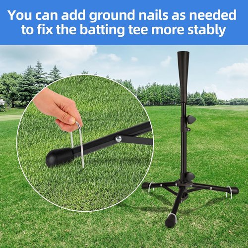 Baseball Tee for Kids - Adjustable Batting Tee 20.85 to 31.30 Inches | Foldable & Stable with Portable Bag