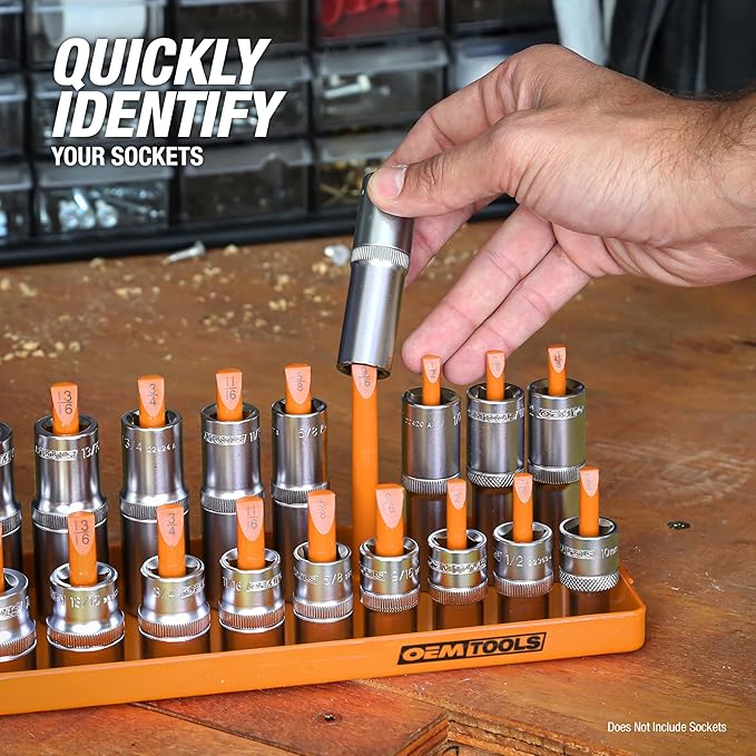 OEMTOOLS 22418 Socket Organizer Set, 6-Piece Holder Set Includes 1/4", 3/8", 1/2" Drive Metric SAE Socket Trays, Tool Box Organizer, Christmas Gift for Men(Sockets not Included)