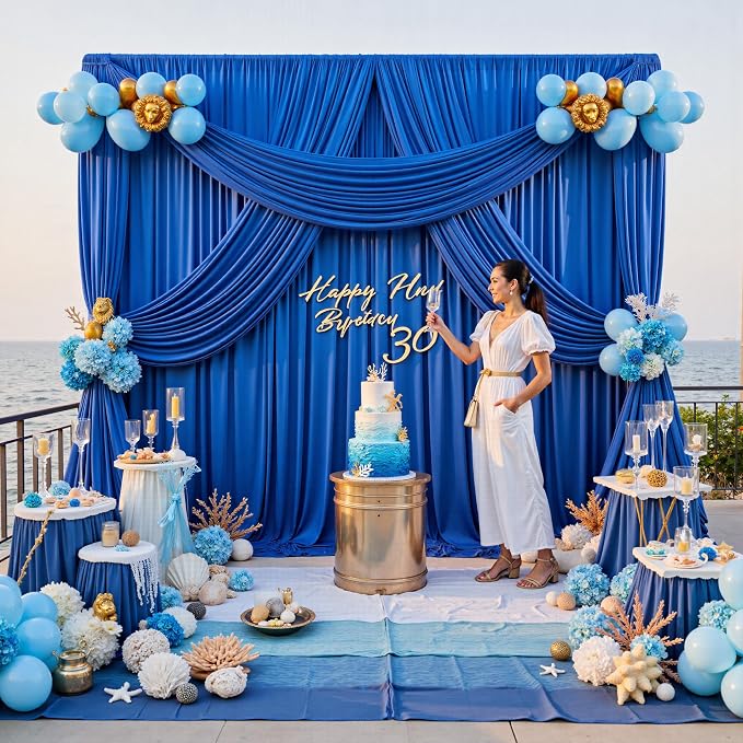 20ft x 12ft Wrinkle Free Royal Blue Backdrop Curtains