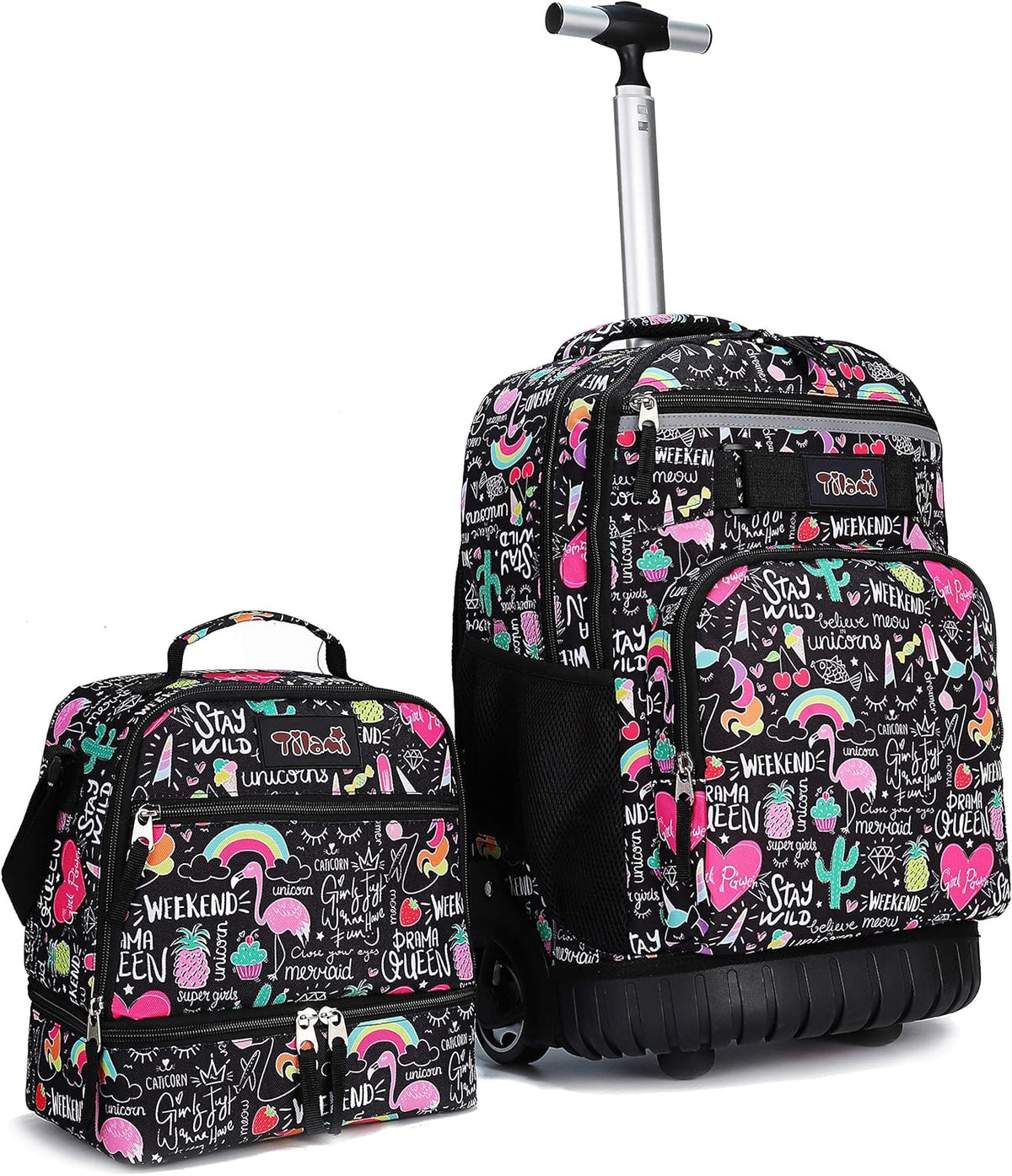 Tilami Rolling Backpack - 19 Inch Wheeled Laptop Bag with Lunch Bag | Insulated & Stylish