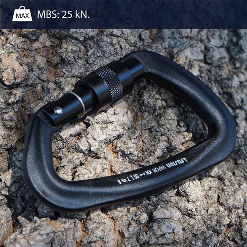 FUSION Climb Vapor III Military Tactical Matte Edition Aluminum Straight Gate Key Nose Modified D Carabiner Black, Hunting Carabiner (FP-8122-3ST-BLK) (Screw gate)