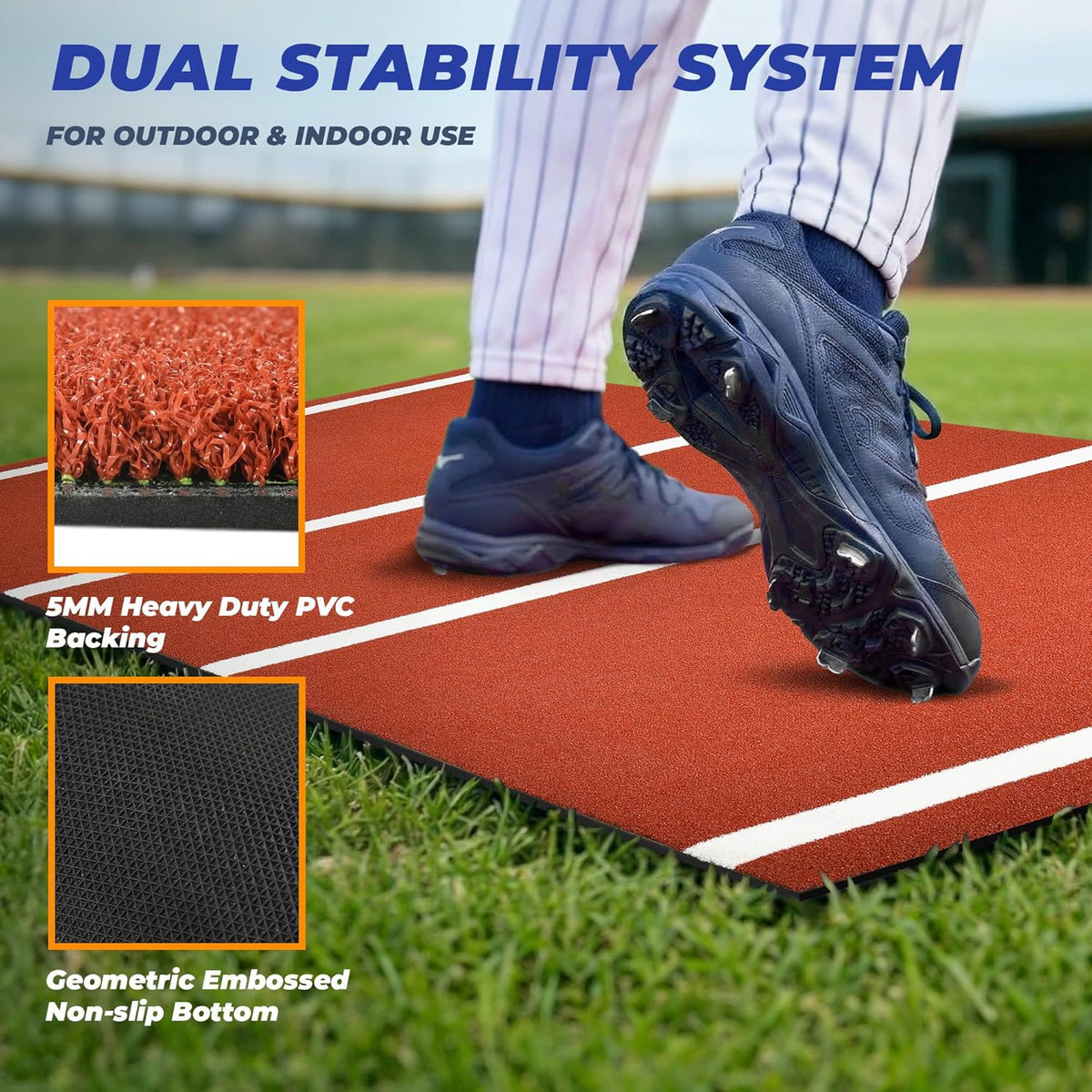 Skiennix Baseball Batting Mat - Non-Slip Turf for Hitting Practice | 6x4/10x3.8/12x6FT Sizes Available