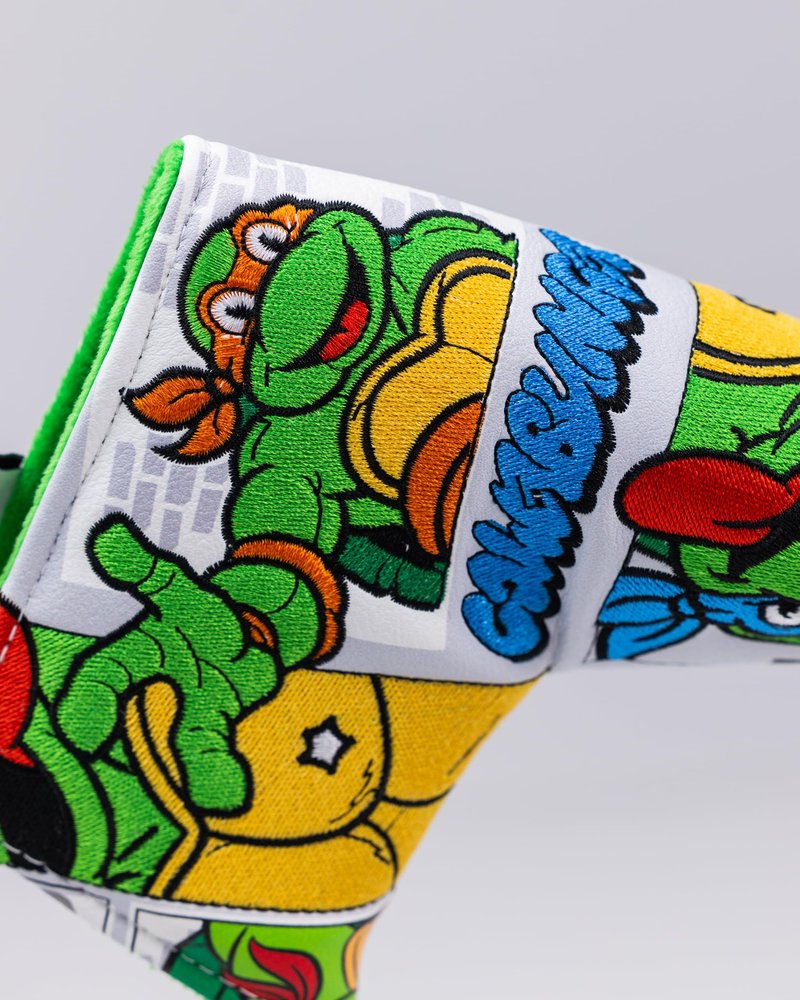Pins & Aces TMNT Head Cover - Premium, Hand-Made Leather Headcover - Teenage Mutant Ninja Turtle Comic Strip, Tour Quality Golf Club Cover - Style and Customize You Golf Bag (Blade)