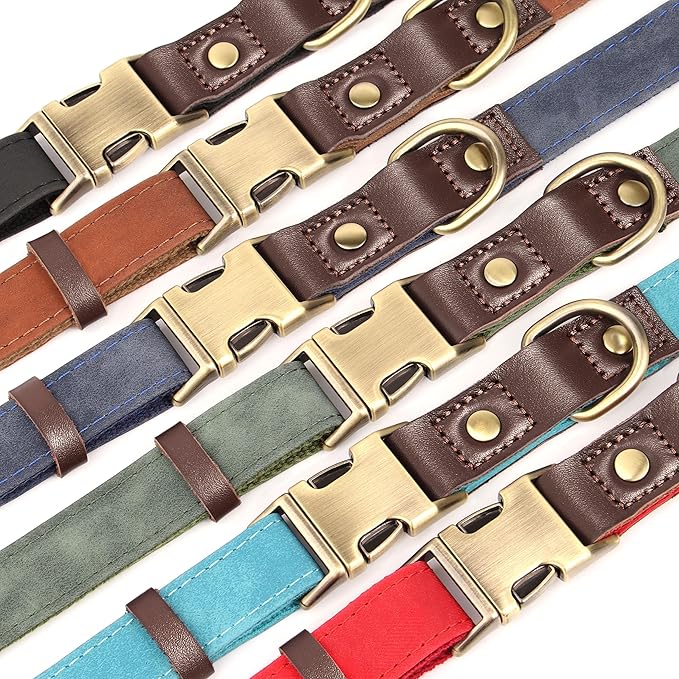 Didog Soft PU Leather Dog Collars for Small Dogs,Classic Adjustable Dog Collars with Quick Release Metal Buckle,Easy Clean and Comfortable with Nylon Lining,Black,S Neck 11-15"