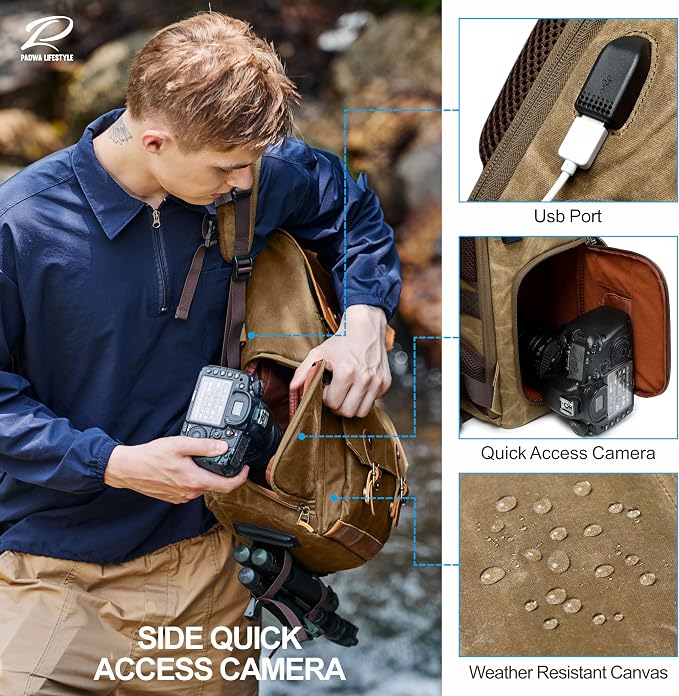 Padwa Lifestyle Khaki Camera Backpack