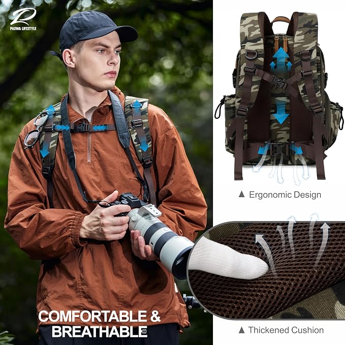 Padwa Lifestyle Camouflage Canvas Camera Backpack