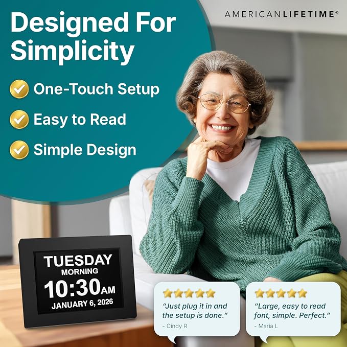 American Lifetime New 2026 Dementia Clock Large Digital Clock