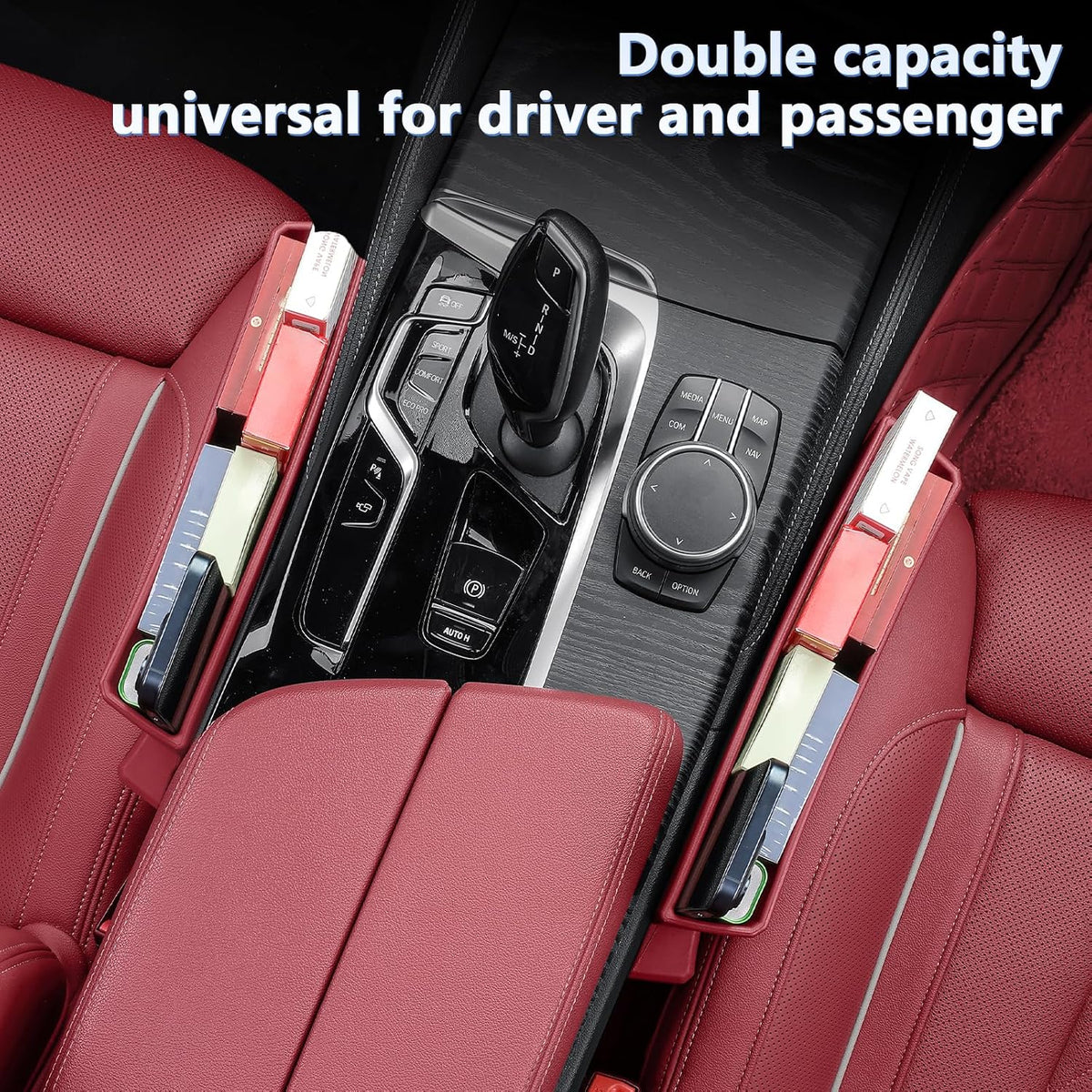 Car Seat Gap Filler Organizer，Premium PU Seat Gap Filler Organizer with Storage，Car Gap Seat Filler Fit for Car SUV Truck Between Seat and Console