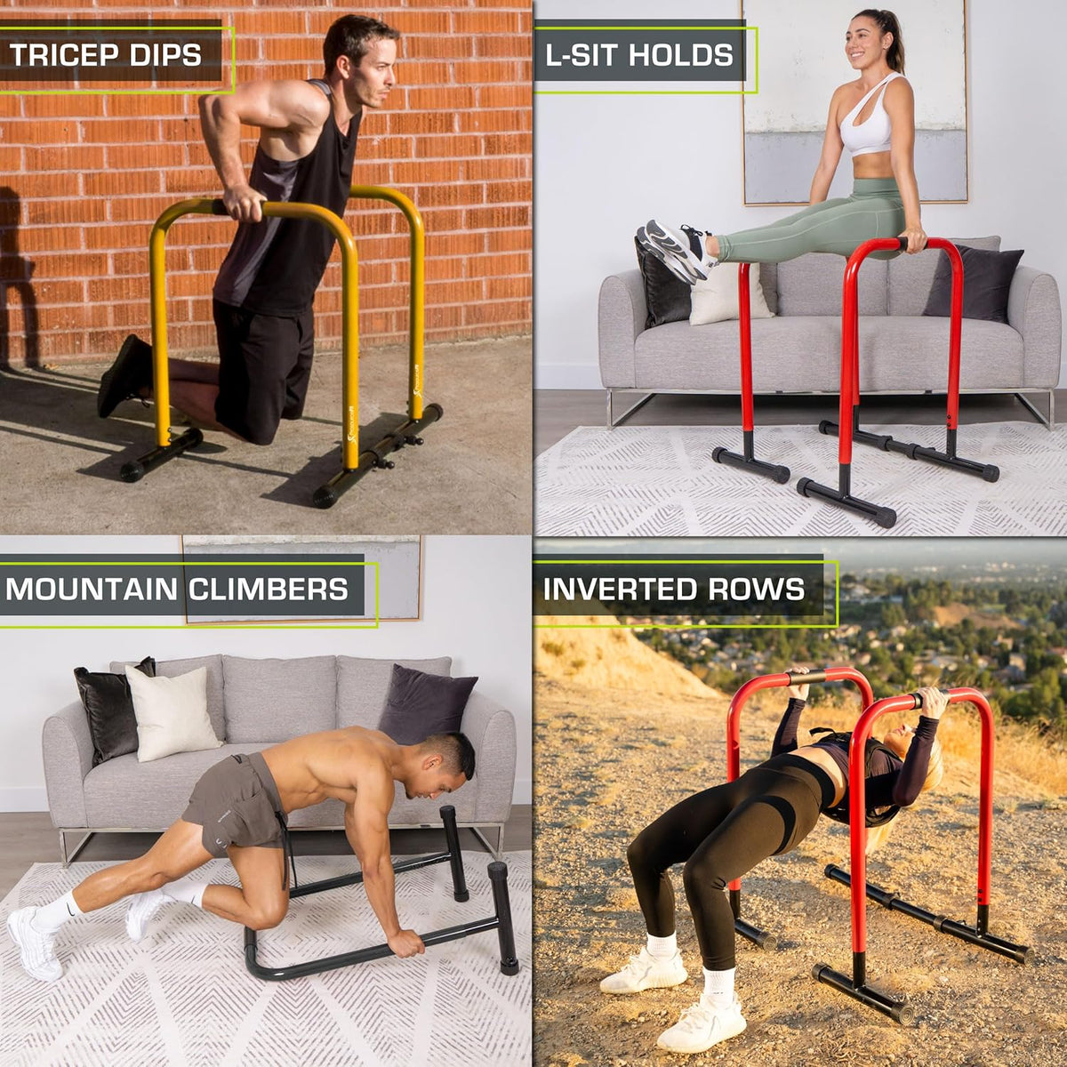 ProsourceFit Dip Stand Station - Heavy Duty Body Press Bar with Safety Connector for Tricep Dips