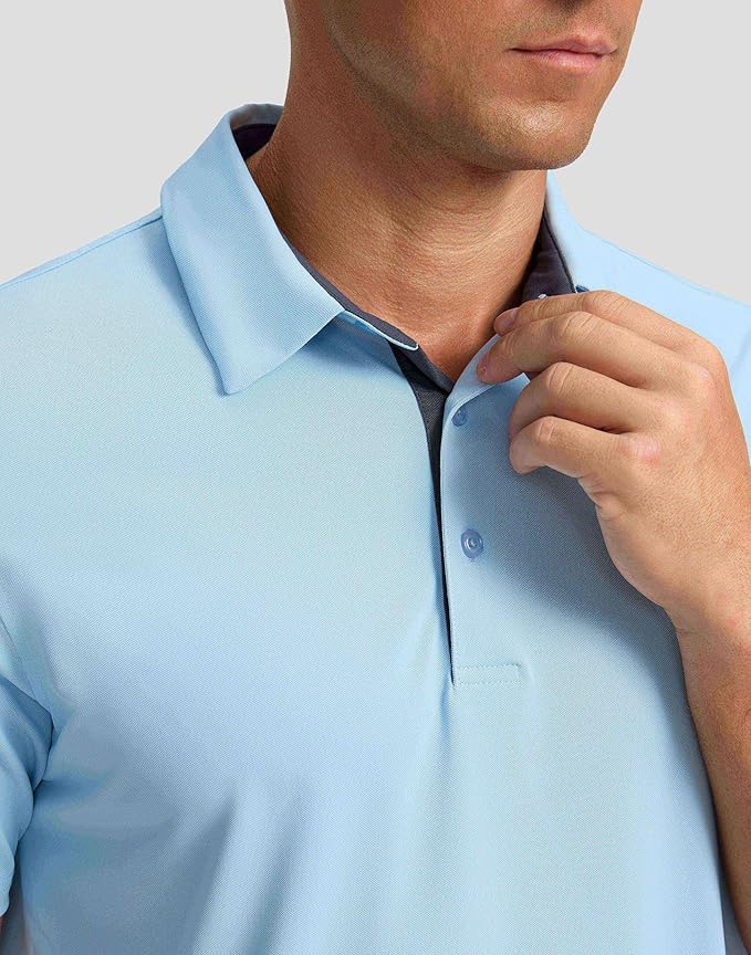 Men's Golf Shirts Dry Fit Moisture Wicking Performance Short Sleeve Collared Polo Shirts for Casual Athletic Business