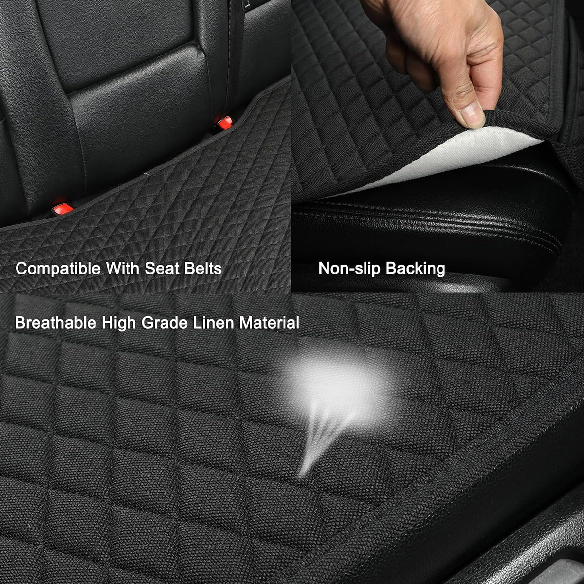 West Llama Linen Car Seat Covers,Bottom Seat Covers for Cars Include 1 Rear Bench Cover Universal Fits 90% Vehicles,SUVs,Cars,Sedans,Black
