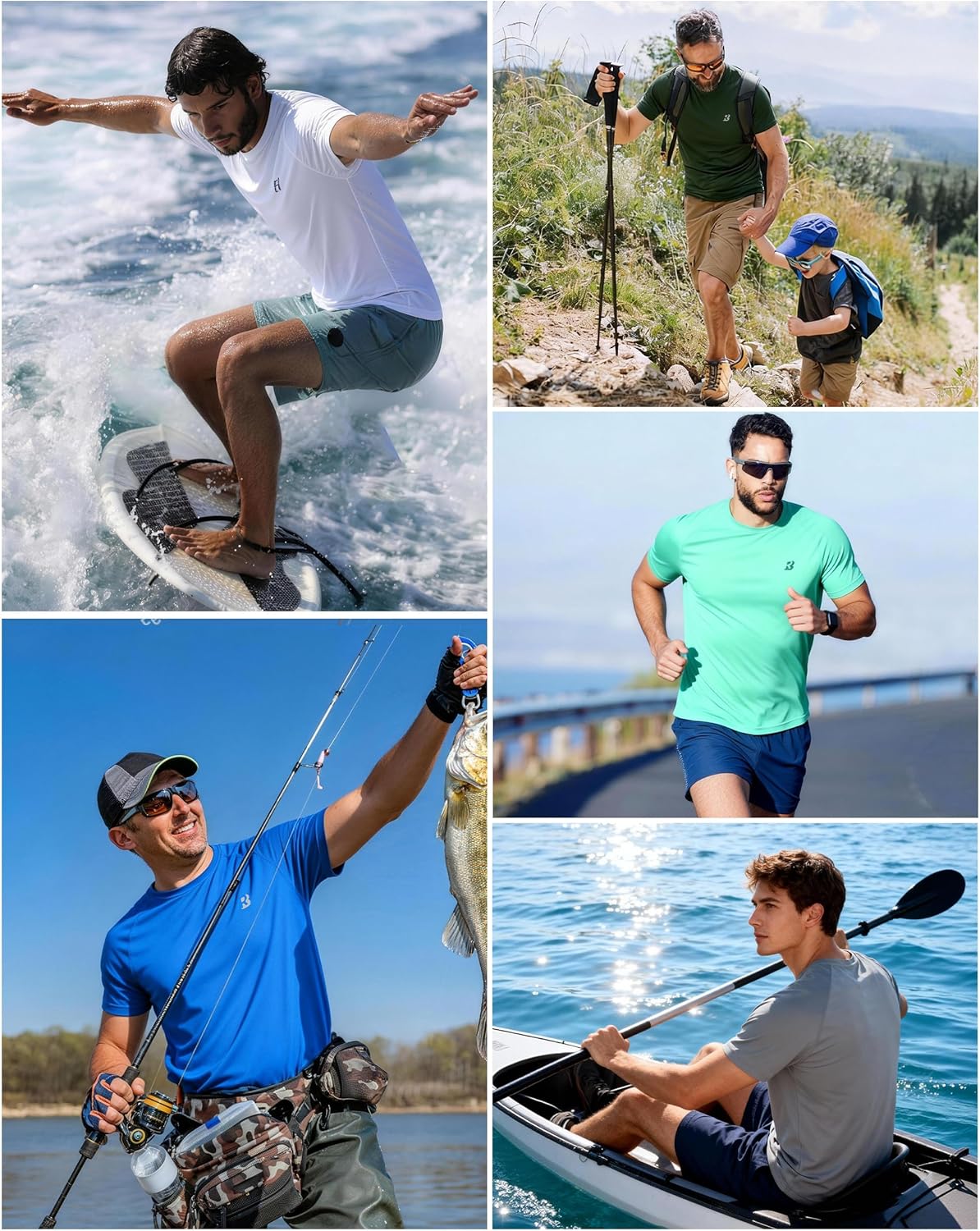 Roadbox Men's Rash Guard - UPF 50+ UV Protection Swim Shirt | Quick Dry Lightweight Beach T-Shirt
