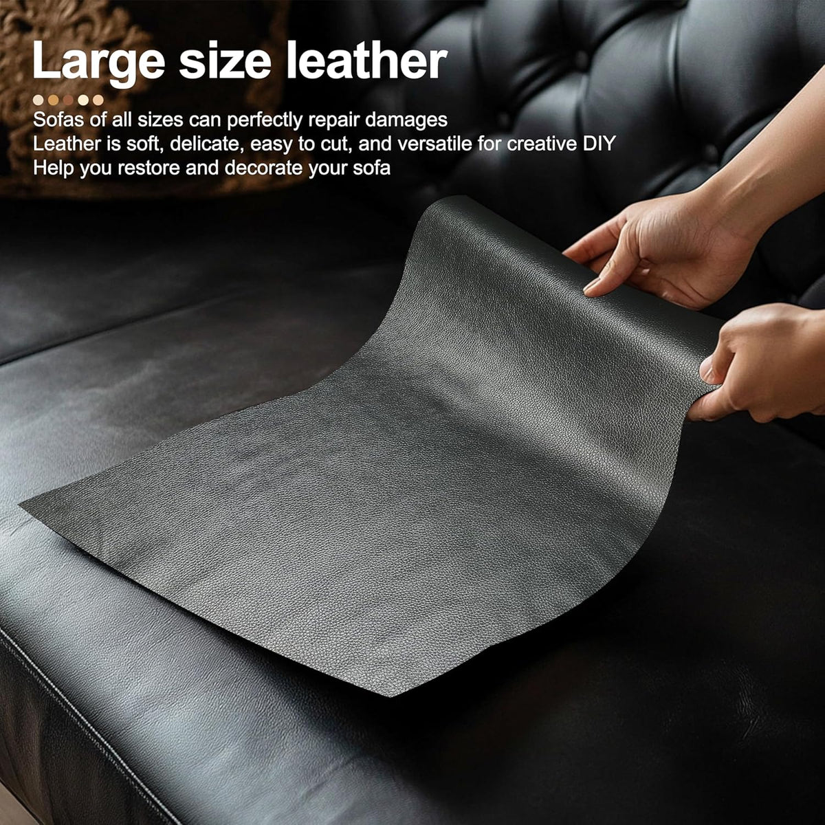 TIANLDD Leather Repair Tape,16 x 80 Inches Self Adhesive Leather Repair Patch，Leather Repair Kit for Furniture，Couches,Car Seats,Cabinets,Handbags(Dark Green-Fine Lines)