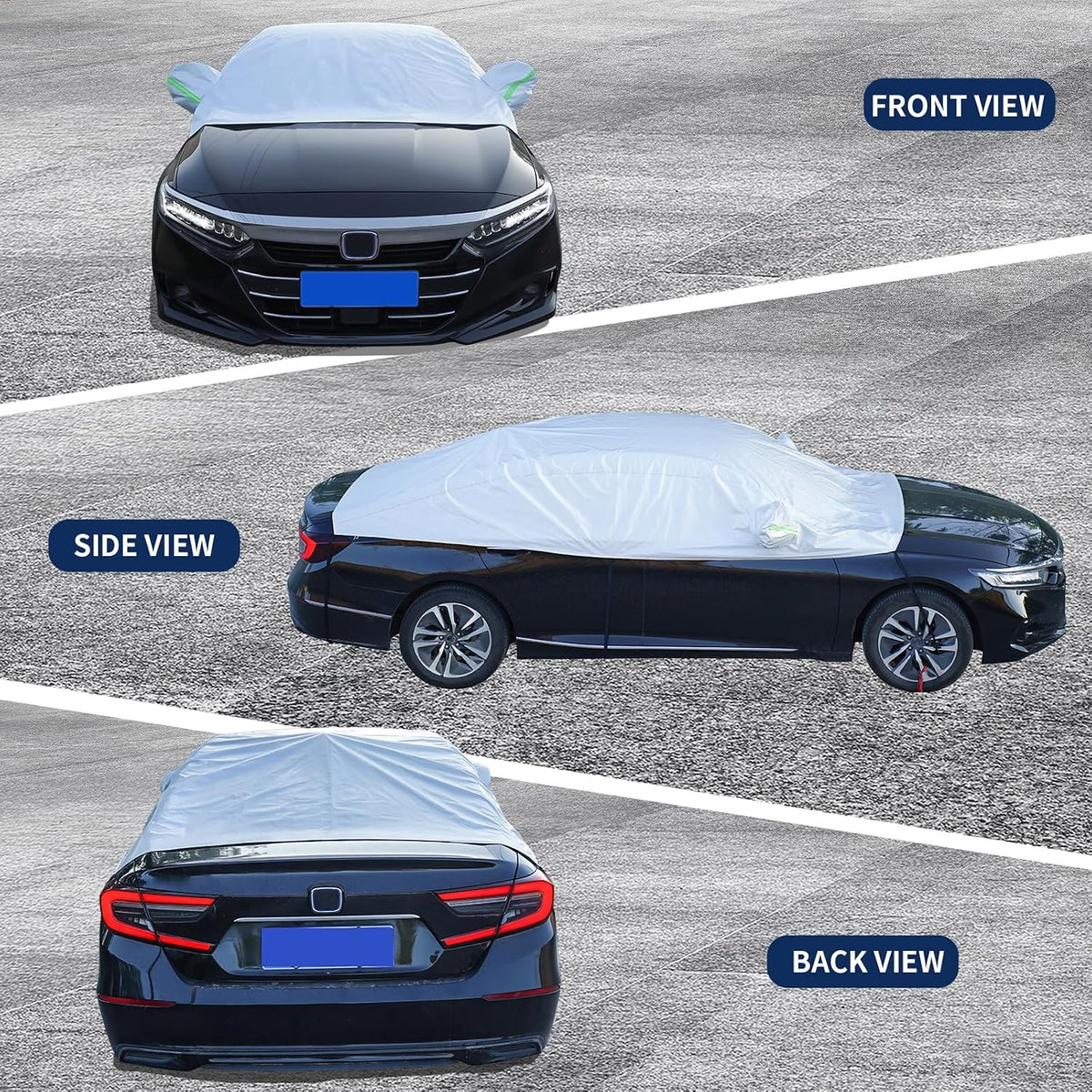 Hrozny Car Snow Cover, Half Car Cover Sedan Waterproof All Weather, Winter Car Windshield Cover for Ice and Snow, Frost Guard Windshield Cover Universal Fit for Most Cars (Sedan)