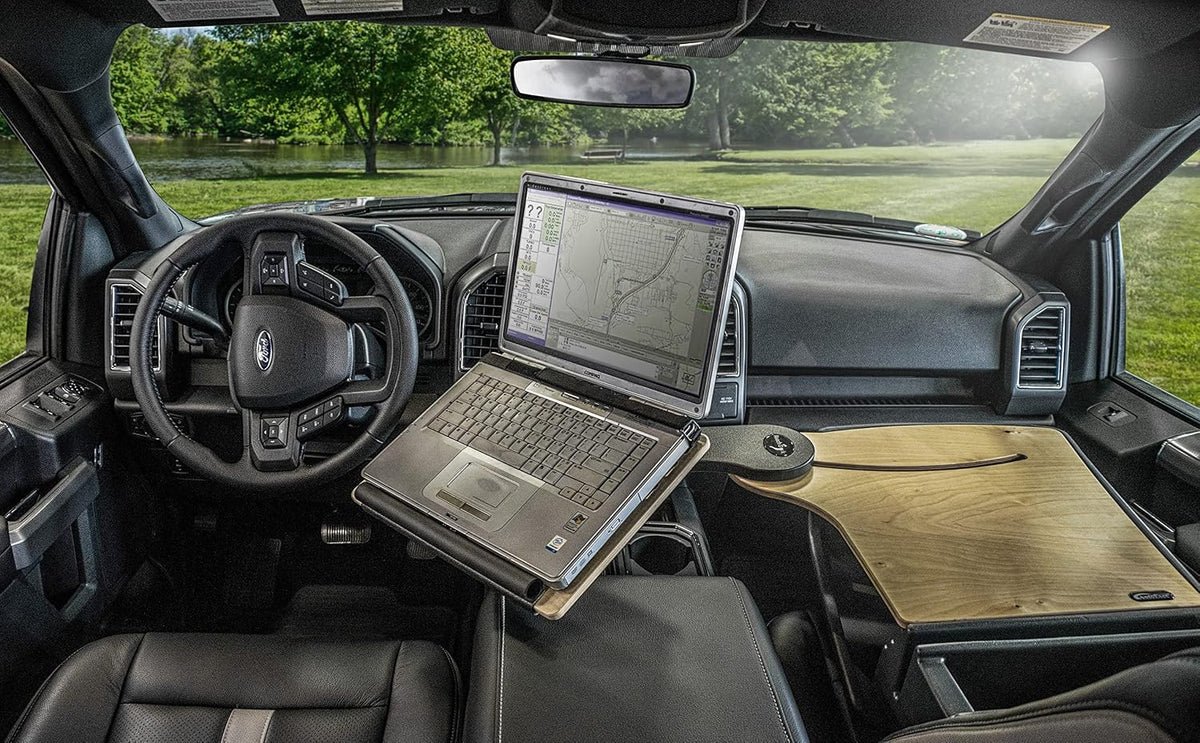 AutoExec Reach Desk Front Seat Car Desk and Portable Workstation with Phone Vent Clip, Natural