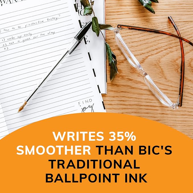 BIC Cristal Xtra Smooth Black Ballpoint Pens, Medium Point, 24-Count Pack