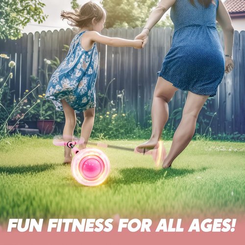 JOYIN Pink Ankle Skip Ball - Flashing Lights Indoor & Outdoor Toy for Kids 3+ | Foldable Sports Gift